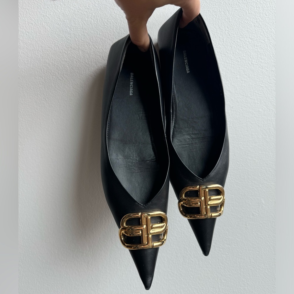 Balenciaga BB Square Knife Pointy Toe Ballet Flats